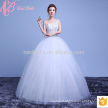 Одно плечо кружева appliues бисероплетение тонкий Fit бальное платье длина пола свадебное платье